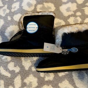 Black Winter Boots with Faux Fur Trim NWT